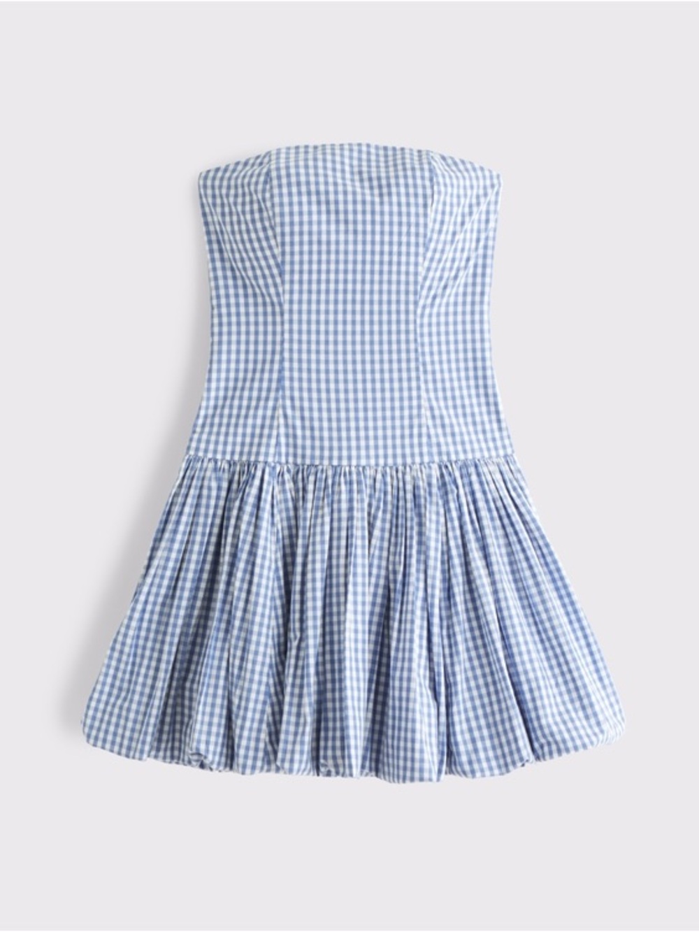 Abercrombie & Fitch Light Blue Gingham Strapless Dress